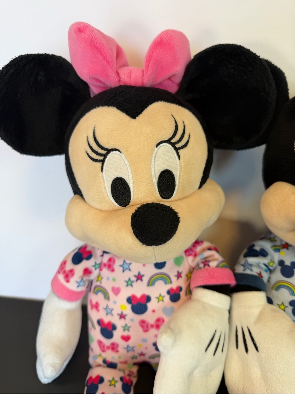 Disney Plush Pair Mickey & Minnie Pajamas Bedtime Sleep Just Play Rare Blue Pink - Picture 2 of 14